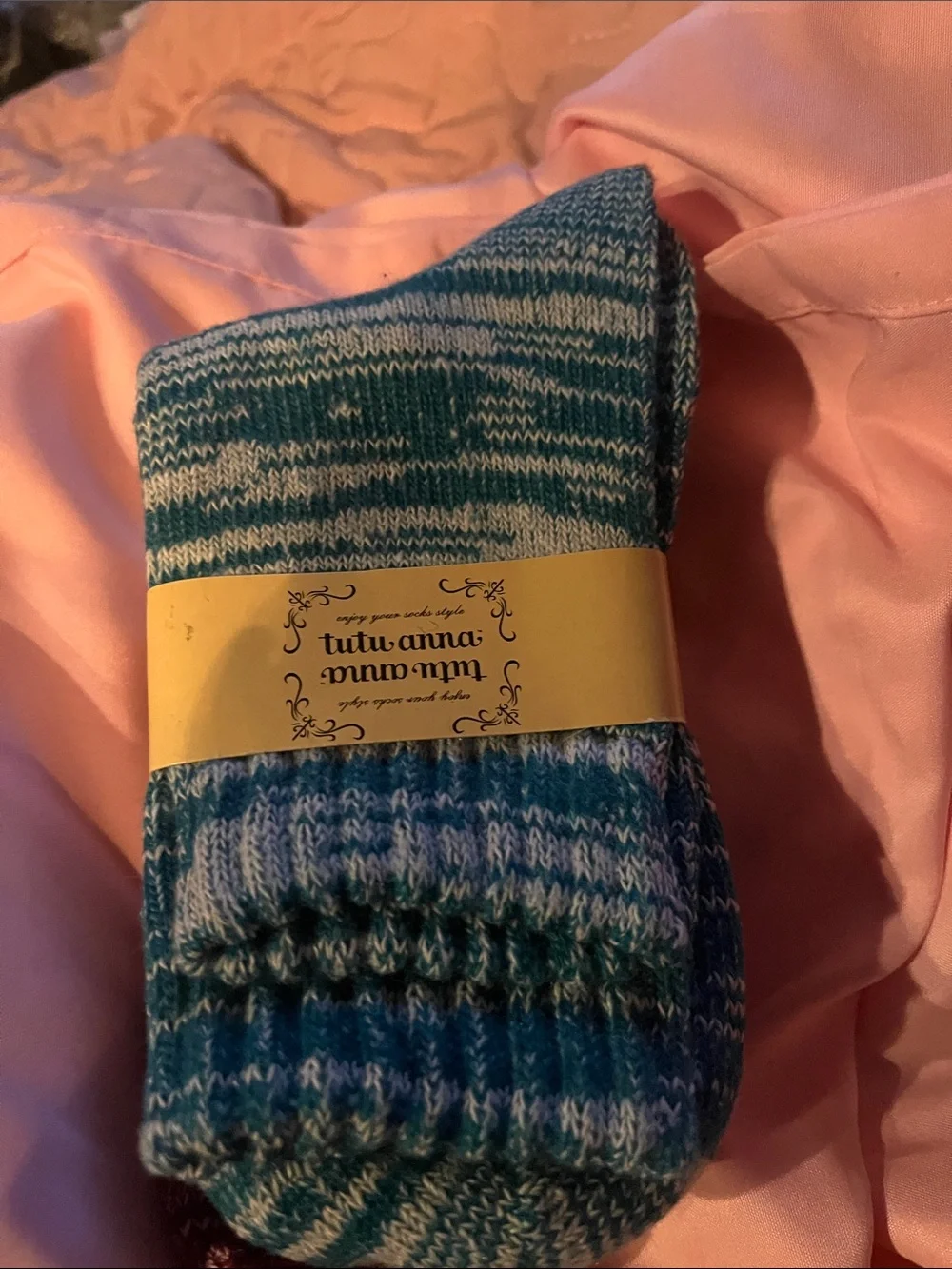 tutu anna Marled Crew Socks - Gray, Teal, Burgundy 3 pack